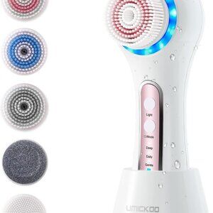Face Scrubber Exfoliator,Facial Cleansing Brush Rechargeable Waterproof with 5 B
